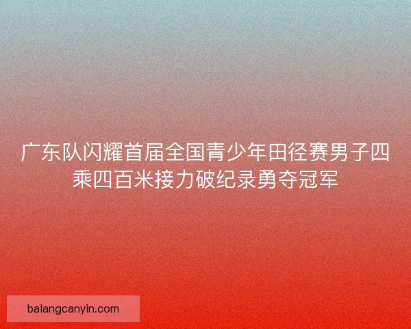 广东队闪耀首届全国青少年田径赛男子四乘四百米接力破纪录勇夺冠军 广东队闪耀首届全国青少年田径赛男子四乘四百米接力破纪录勇夺冠军